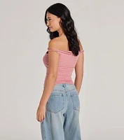 Nothing Sweeter Off-The-Shoulder Crop Top