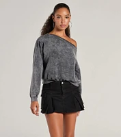 Comfy Vibes Only Washed Knit Pullover Top