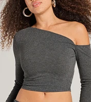 Effortlessly Chic One-Shoulder Ribbed Crop Top