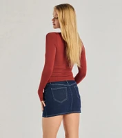 Fave Staple Knit Crew Neck Long Sleeve Top