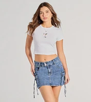 Social Girl Martini Bow Crop Graphic Tee