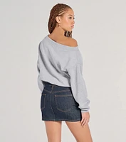 Forever A Fave Long Sleeve Bubble Hem Crop Sweatshirt