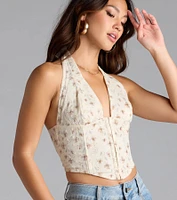 Catch My Sweetness Halter Floral Corset Top