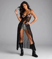 All The Vibes Leopard Lace Long Tunic