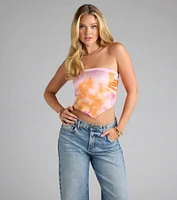 Living My Best Life Satin Tie-Dye Tube Top