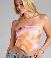 Living My Best Life Satin Tie-Dye Tube Top