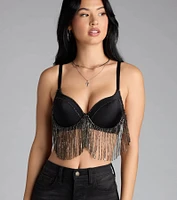 Watch Me Shine Rhinestone Fringe Bra Top