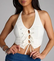 She’s The Moment Tie-Front Halter Top