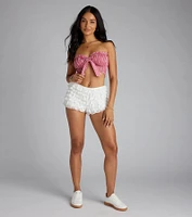 Girl Next Door Tie Front Gingham Tube Top