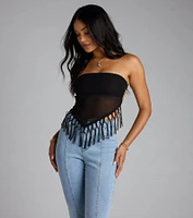 Love To Dance Strappy Back Fringe Tube Crop Top