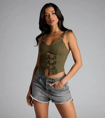 Strap Babe Buckle Crop Top
