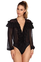 Charmed Chiffon Ruffled Bodysuit