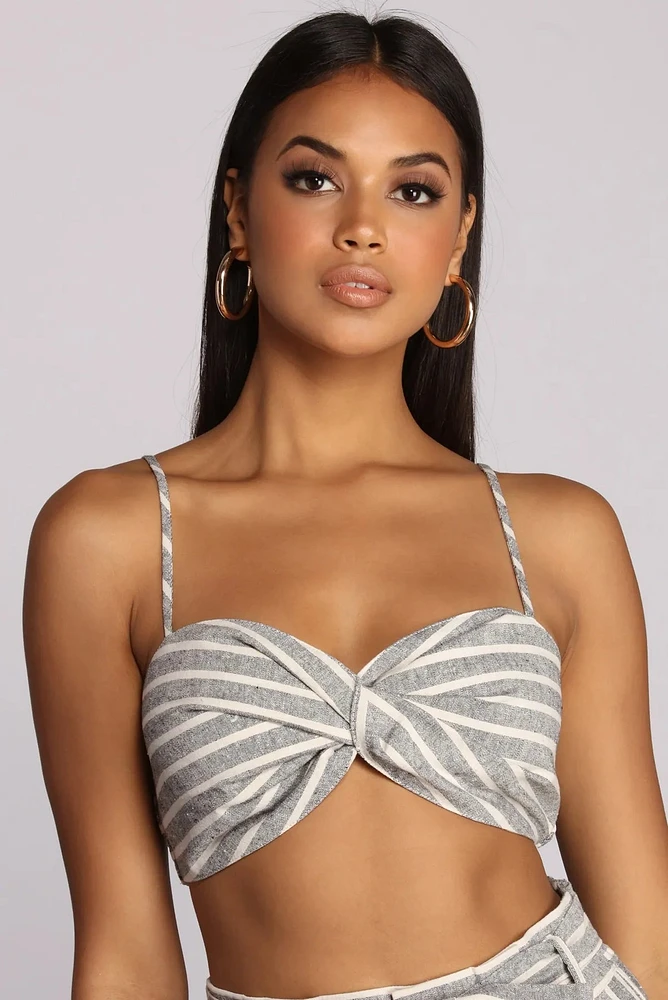 Linen Stripe Crop Top