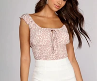 Smocked Floral Crop Top