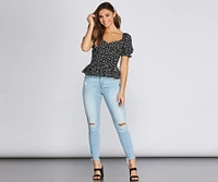 Pretty Peplum Puff Sleeve Top