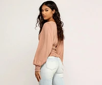 Vacay Now Smocked Waist Blouse