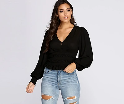 Vacay Now Smocked Waist Blouse