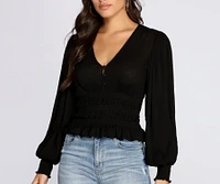 Vacay Now Smocked Waist Blouse