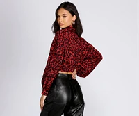 Button Up Leopard Print Blouse