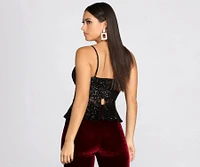Party Ready Peplum Sequin Top