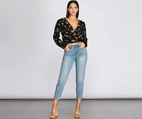 Floral Frenzy Tie Back Wrap Top