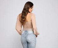 Crowd Pleaser Chainmail Cowl Neck Cropped Top