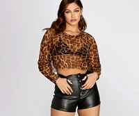 Mesh U Up Leopard Crop Top