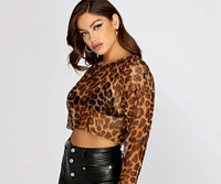 Mesh U Up Leopard Crop Top