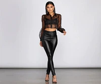 Sheer And Chic Collared Crop Top