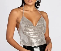 Stunning Sequin Halter Crop Top
