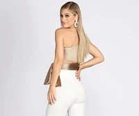 One Shoulder Satin Crop Top