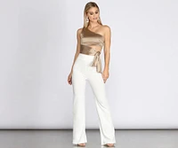 One Shoulder Satin Crop Top