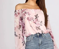 Flower Child Chiffon Cropped Blouse