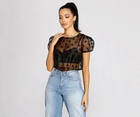 Spot On Polka Dot Organza Sleeve Bodysuit