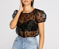 Spot On Polka Dot Organza Sleeve Bodysuit