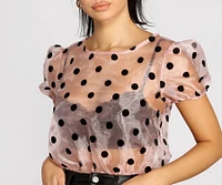 Spot On Polka Dot Organza Sleeve Bodysuit
