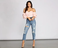 Sweet Like Me Puff Sleeve Crop Top