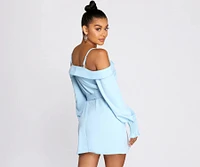Light And Fresh Cold Shoulder Button Up Tunic