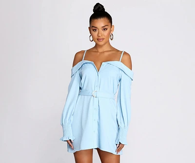 Light And Fresh Cold Shoulder Button Up Tunic