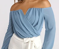 Sophisticated Chiffon Strapless Top