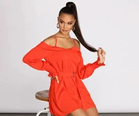 Light And Fresh Cold Shoulder Button Up Tunic