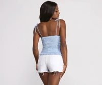 Sleeveless Striped Smocked Peplum Top