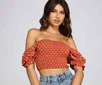 Pretty Polka Dots Smocked Crop Top