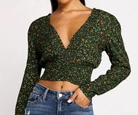 Sweet Intentions Smocked Knit Floral Crop Top