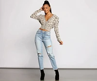 Sweet Intentions Smocked Knit Floral Crop Top