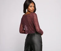 Feelin' Glamorous Glitter Mesh Crop Top