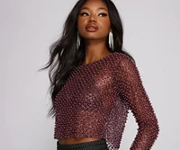 Feelin' Glamorous Glitter Mesh Crop Top