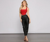Trendy Babe Faux Suede Corset Top