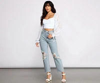 Floral Blossoms Chiffon Ruched Crop Top