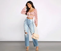 Sweetly Chic Tie Front Crop Top